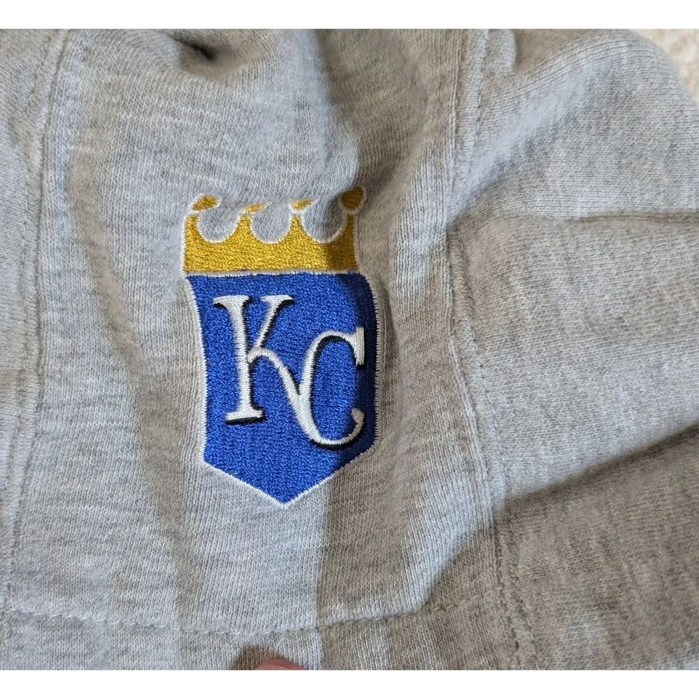 Majestic Kansas City Royals Full Zip Hoodie Youth Small Grey Blue MLB Sweatshirt